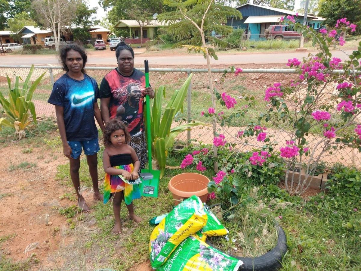 Residents of Ngukurr and their award winning garden