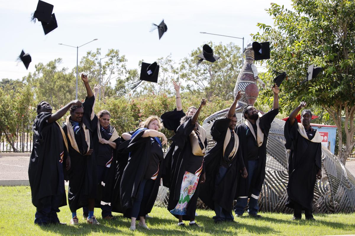 Graduation throwing hats 