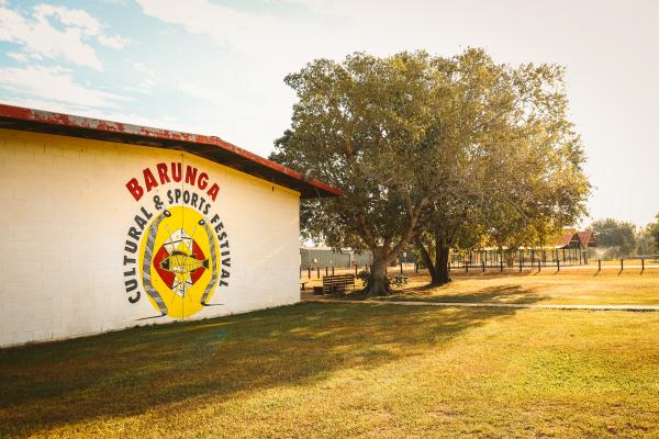 Barunga sign on side of sport and rec hall
