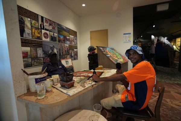 Dunstan conducting interview