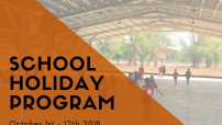 Graphic with text 'School Holiday Program October 1st -12th 2018 www.ropergulf.nt.gov.au'